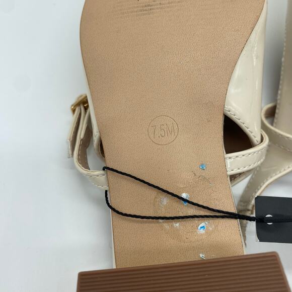 NWT Tahari Cream Patent Leather Mary Jane Kitten Heels Slingback Women size 7.5 - Picture 8 of 8